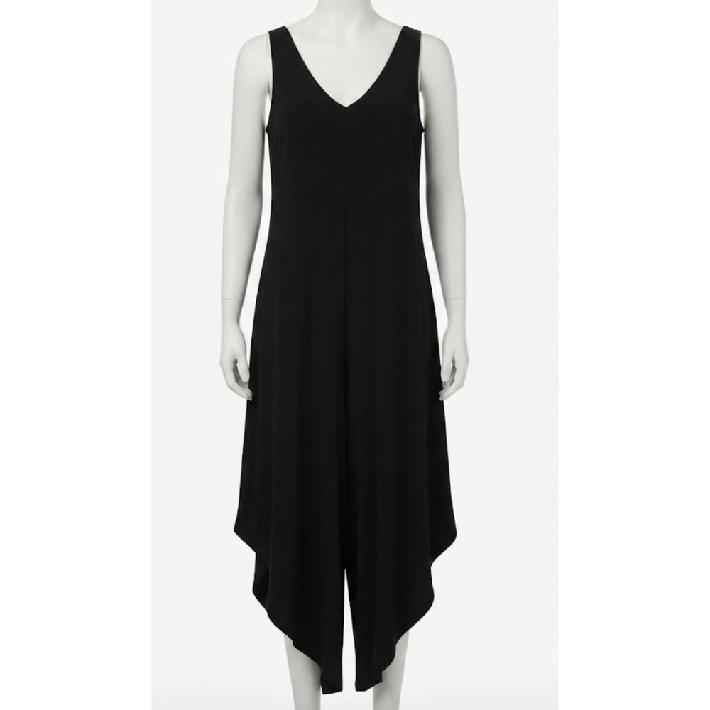 MSK Womens Black Jumpsuit Size M Sleeveless V-Neck Flowy Wide Leg Overlay Romper